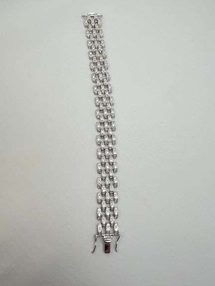 925 Sterling Silver Full CZ Set Panther Chain Link Bracelet