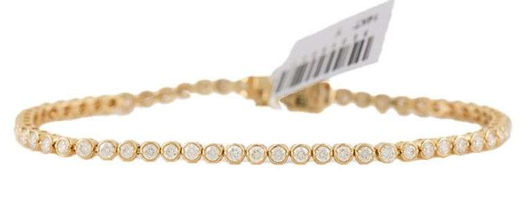 New 2.17ctw Round Diamond Bezel Set Tennis Bracelet in 14K