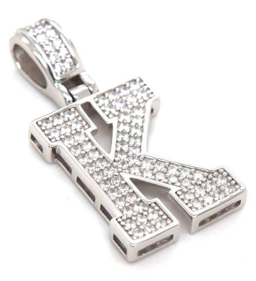925 Sterling silver Initial K cubic zirconia pendant