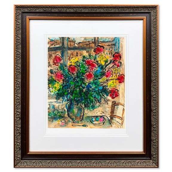 "Le Bouquet Devant La Fenetre" by Marc Chagall (1887-1985)