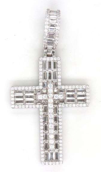 925 Sterling silver cubic zirconia double cross pendant