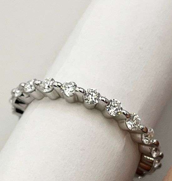 925 Sterling Silver Moissanite Single Prong Eternity Band