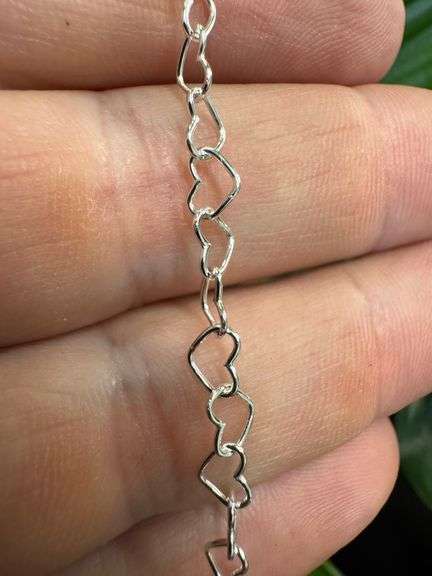 Sterling Silver Italian Love Heart Chain 4.5mm Solid 925 Italy Infinity Promise Necklace 14"