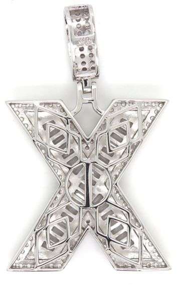 925 Sterling silver X initial cubic zirconia pendant