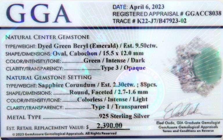 Glittering 9.50CTW Oval Faceted Emerald & 2.30CTW White Sapphire Ring in Sterling Silver