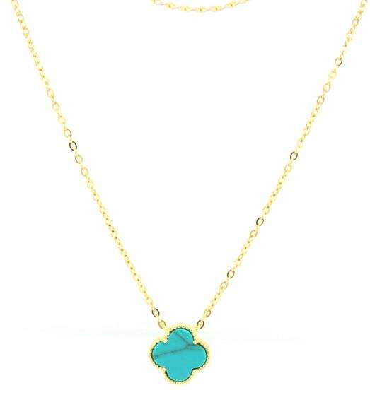 10mm Clover turquoise pendant on chain