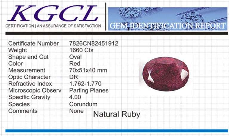 Magnificent Certified Museum Size 1660 Ct Natural Red Ruby Solitaire