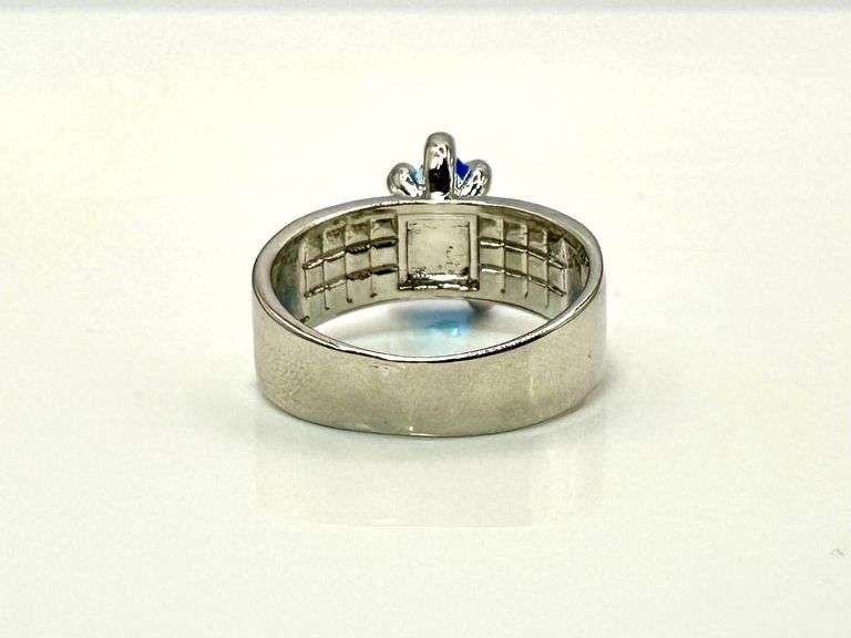 14 Kt. White Gold Plate 3.5 Ct. Simulated Swiss Blue Topaz Ring
