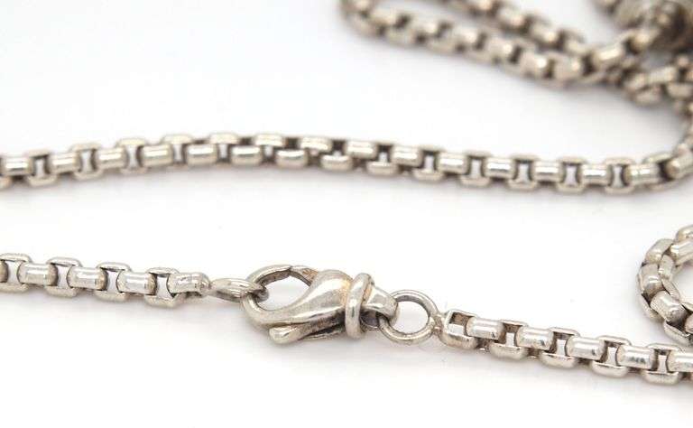 David Yurman black diamond Dog tag pendant on chain necklace