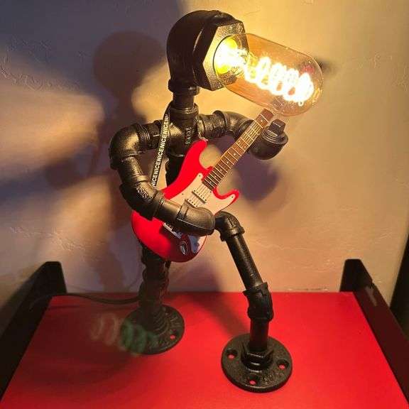 Steampunk Electric Bass Guitar Table Lamp