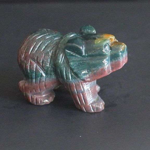 1 Hand Carved Indian Agate Crystal Bear