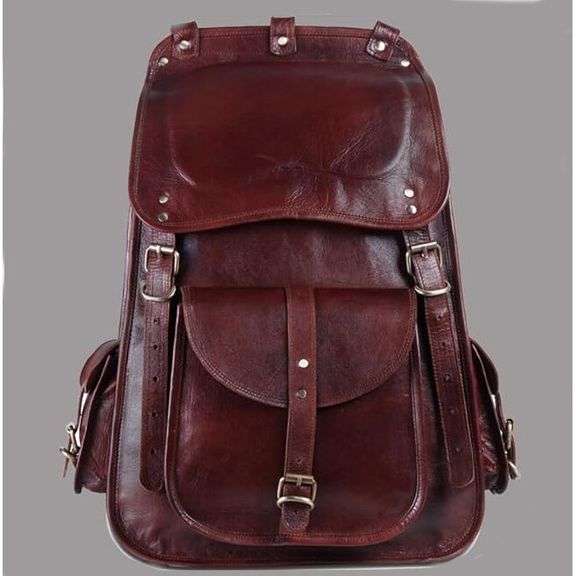 Full Grain Leather Laptop Backpack Travel Rucksack