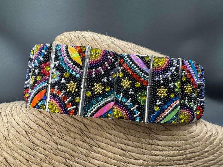 Original Handmade Mosaico Bracelet 8.5" 925 Sterling Silver Mexico Artistic Jewelry