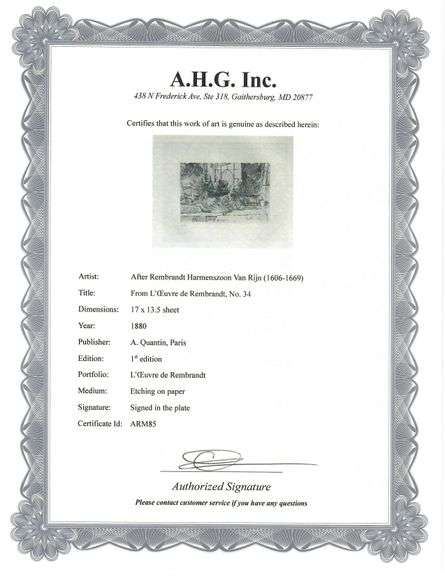 Extremely Rare and Collectible Antique Etching After Rembrandt, c. 1880