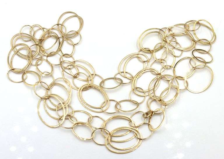 14kt Yellow gold Interlocking circle link chain necklace