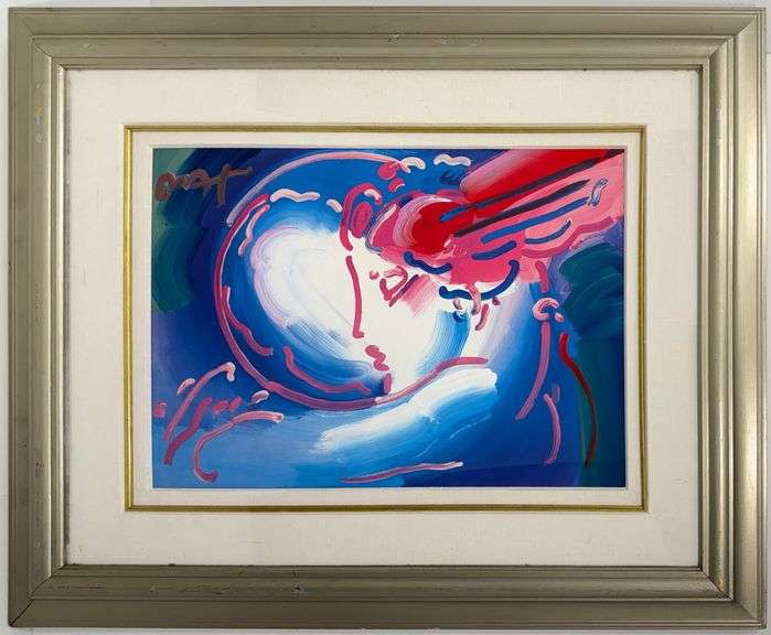 Peter Max Original Mixed Media with Acrylic Signed 'I Love The World'