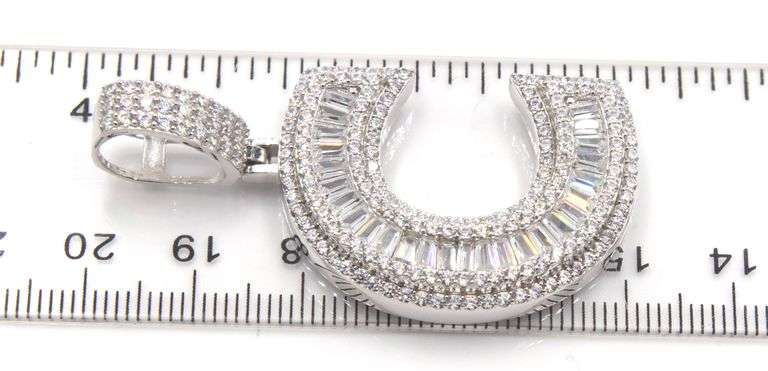 Initial C cubic zirconia pendant in 925 Sterling silver