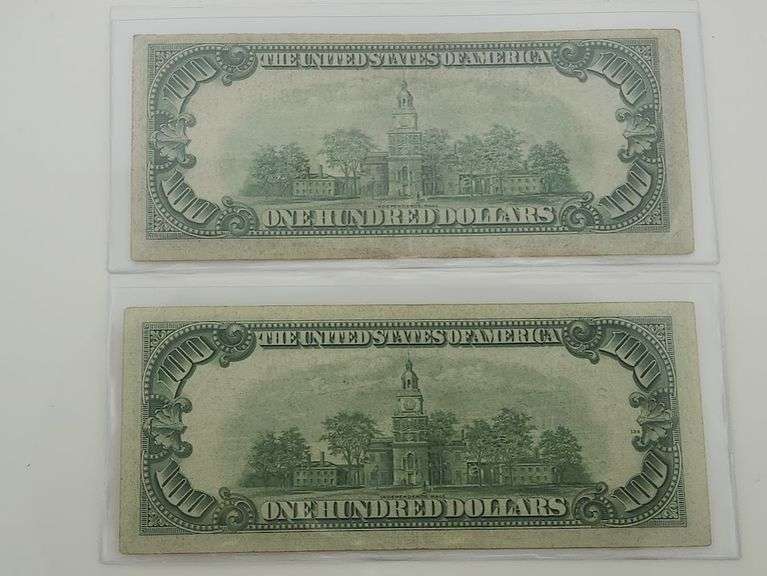 (2) 100 U.S. Federal Reserve Notes 1934A & 1950D