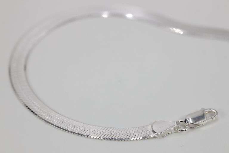 Sterling Silver Flexible Herringbone Bracelet 5.5mm Solid 925 Italian Chain 7"