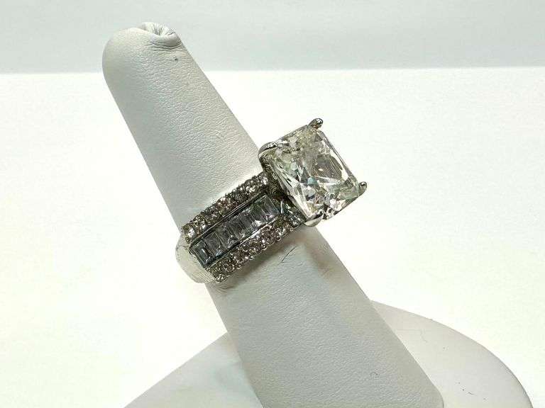 14 Kt White Gold Plated 7 Ct Princess Cut Simulated Diamond Ring