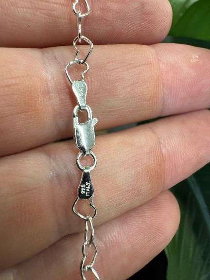 Sterling Silver Italian Love Heart Chain 4.5mm Solid 925 Italy Infinity Promise Necklace 14"