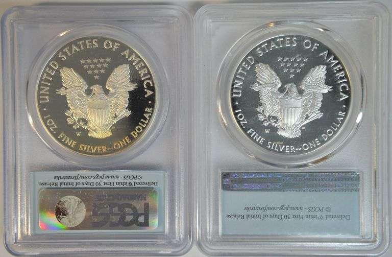 Perfect 2013-W & 2016-W First Strike $1 Silver Eagles. PCGS PR70DCAM