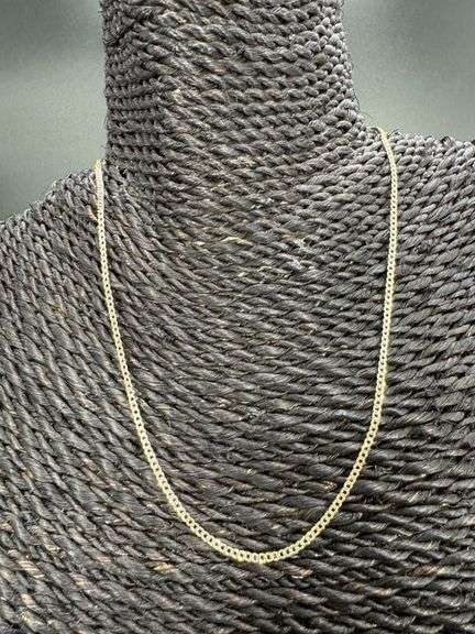 10k Yellow Gold Solid Pave Curb Link Chain 2mm Necklace 16"
