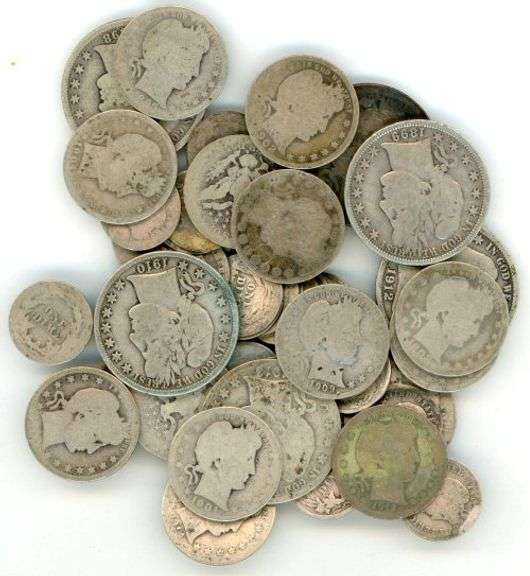 Lot of 52 Assorted Silver Barber Coins