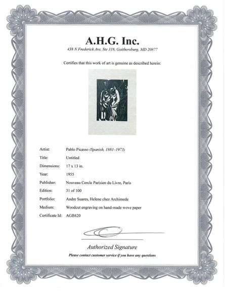 Rare Pablo Picasso Woodcut Circa 1955 Out of Only 100