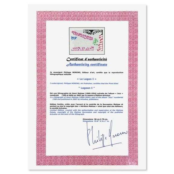 "Le Lagon I (Lagoon I)" by Henri Matisse 1869-1954 (After)