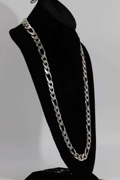 .925 Sterling Silver 13.5mm Figaro Chain 30 Inch
