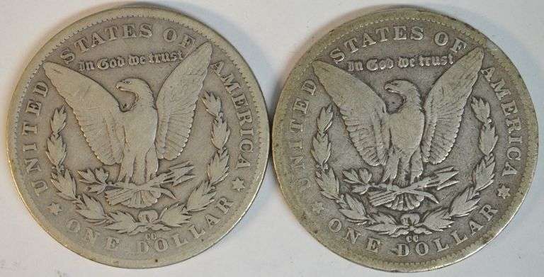Great scarce pair of Carson City Morgan Silver Dollars from 1882-CC and 1891-CC