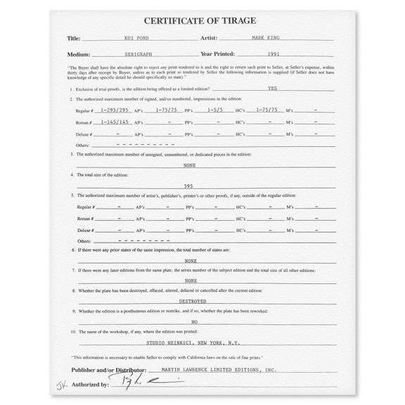 "Koi Pond" by Mark King (1931-2014)