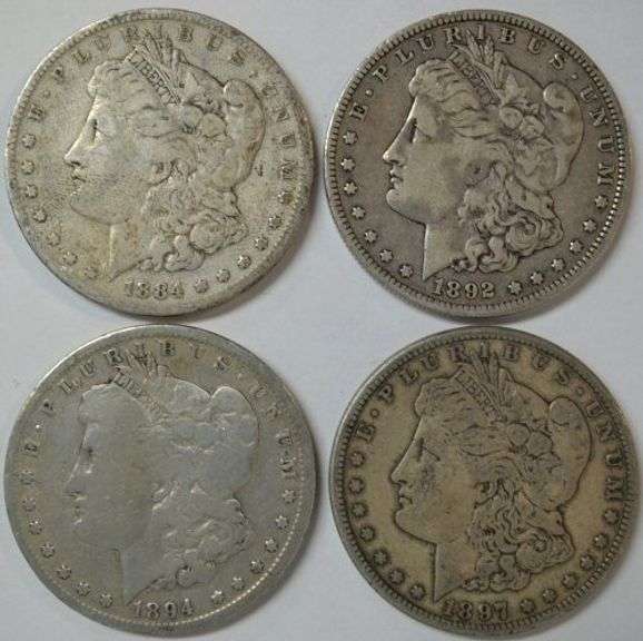 4 Better date Morgan Silver Dollars 1884-S, to 1897-S
