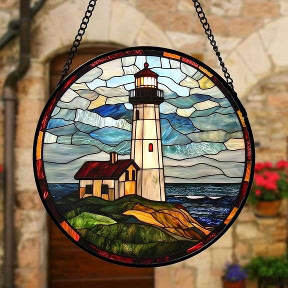 Stained Glass Lighthouse Sun Catcher