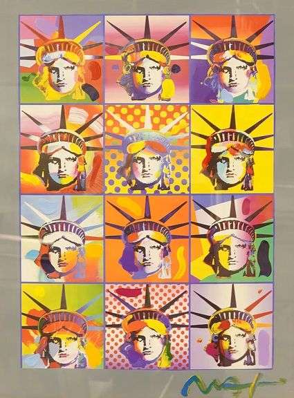 Peter Max Original Mixed Media with Acrylic Signed 'Liberty and Justice For All II'