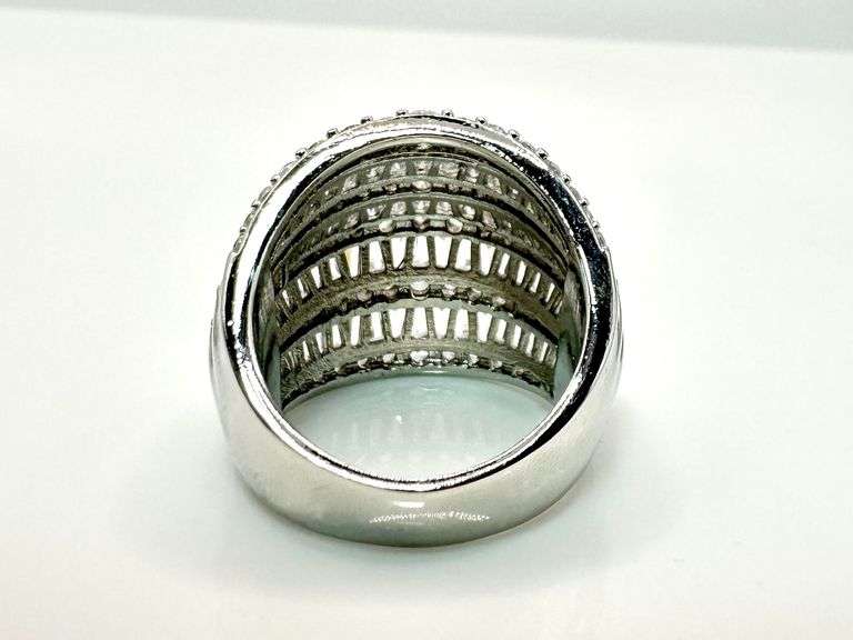 Sparkling 14 Kt White Gold Plate 21.5 Cttw. Simulated Diamond Ring