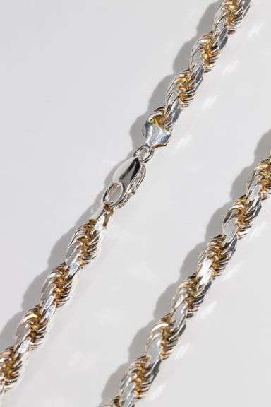 .925 Sterling Silver 8mm Diamond Cut Rop Chain 22 Inches