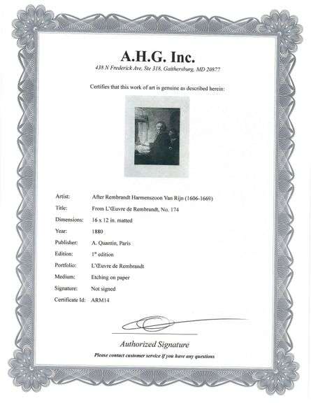 Extremely Rare and Collectible Antique Etching After Rembrandt, c. 1880