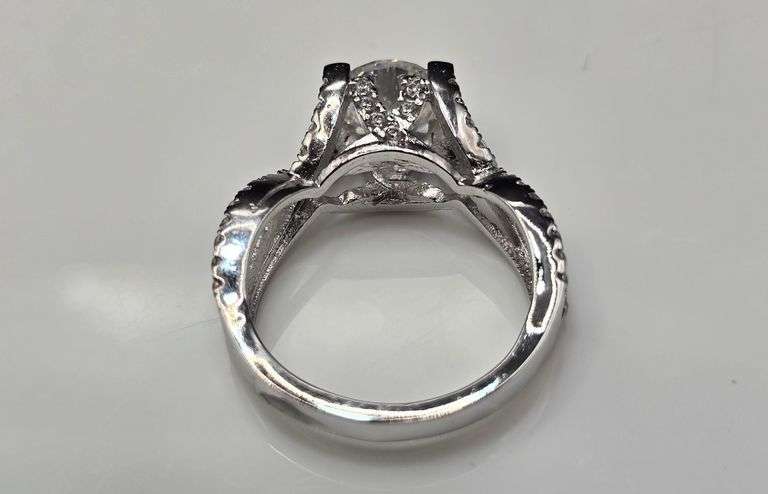 14 Kt White Gold Plate 2 Band Stackable 2.65 Ct Lab Simulated Diamond Ring Set