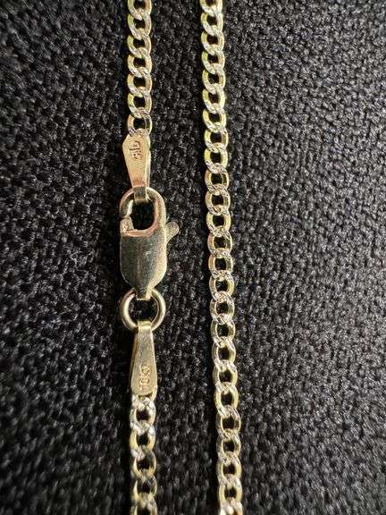10k Yellow Gold Solid Pave Curb Link Chain 2mm Necklace 16"