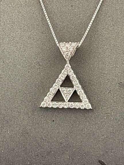 CERTIFIED BRAND NEW 18K WHITE GOLD CHAIN WITH DIAMOND PENDANT