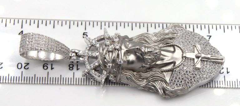 Ice out Jesus head pendant in 925 sterling silver