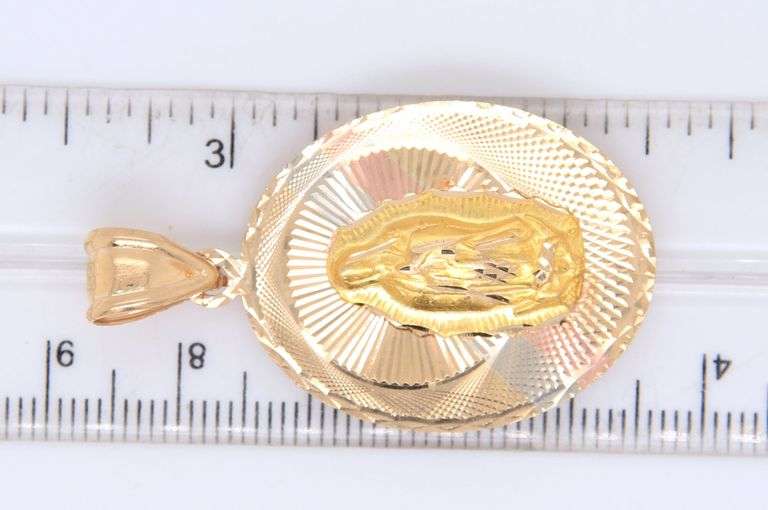 14KT Tri-Color Gold Virgin Mary Pendant