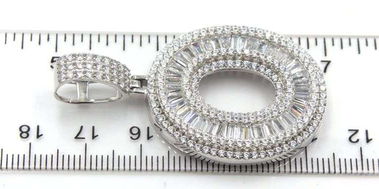925 Sterling silver Initial O cubic zirconia pendant