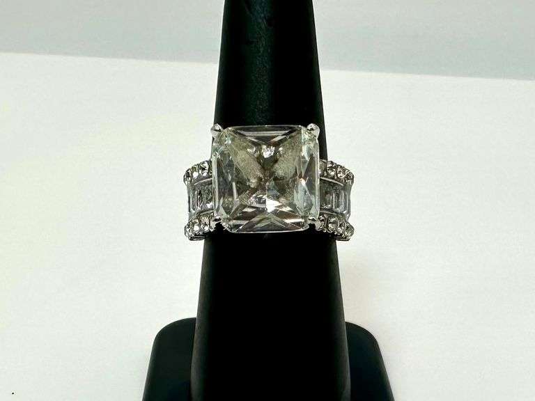 14 Kt White Gold Plated 7 Ct Princess Cut Simulated Diamond Ring