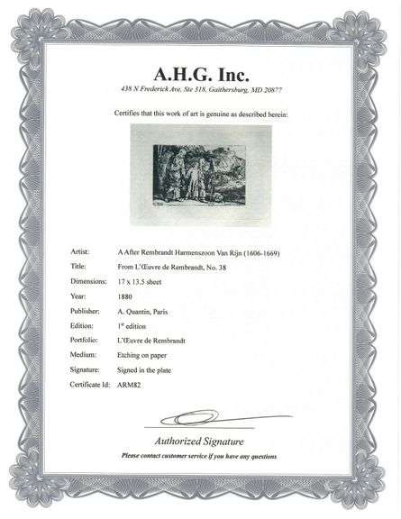 Extremely Rare and Collectible Antique Etching After Rembrandt, c. 1880