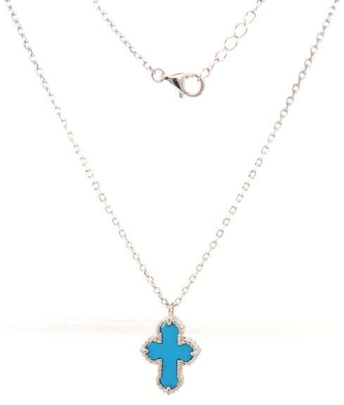 925 Sterling silver turquoise cross pendant on chain