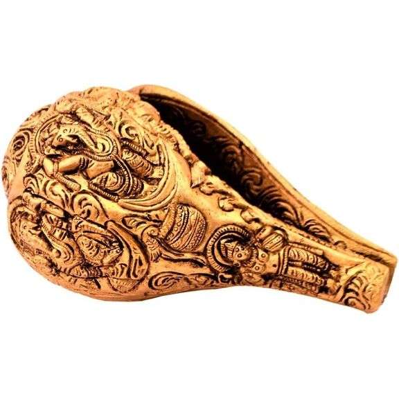 Rare Brass Conch Shankha with Carvings