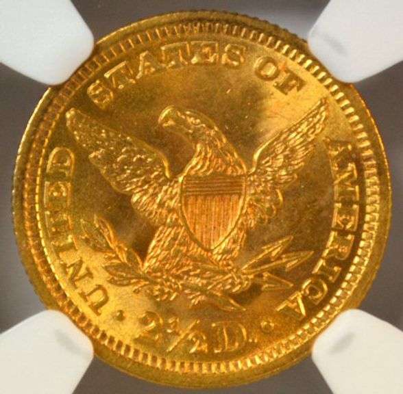 Great Gem BU 1901 US $2.50 Liberty Gold Piece. NGC MS65